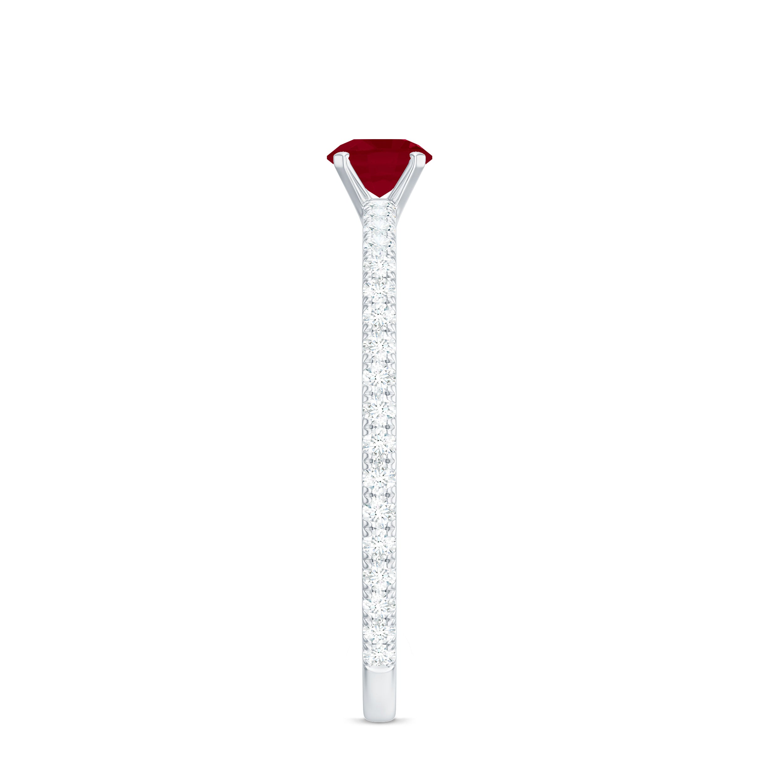 Rosec Jewels-Natural Ruby Promise Ring with Diamond for Women