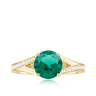 Rosec Jewels-Certified 8 mm Lab Grown Emerald Split Shank Engagement Ring with Diamond