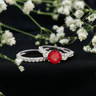 2.3 Carat Lab Created Ruby Bridal Ring Set with Moissanite AAAA - Rosec Jewels