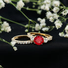 2.3 Carat Lab Created Ruby Bridal Ring Set with Moissanite AAAA - Rosec Jewels