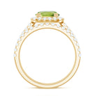 Natural 2 Carat Peridot Engagement Ring with Wedding Band AAA - Rosec Jewels