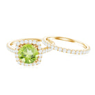 Natural 2 Carat Peridot Engagement Ring with Wedding Band AAA - Rosec Jewels