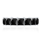 Princess Cut Black Onyx Wedding Band in Shared Prong Setting AAA - Rosec Jewels