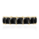 Princess Cut Black Onyx Wedding Band in Shared Prong Setting AAA - Rosec Jewels