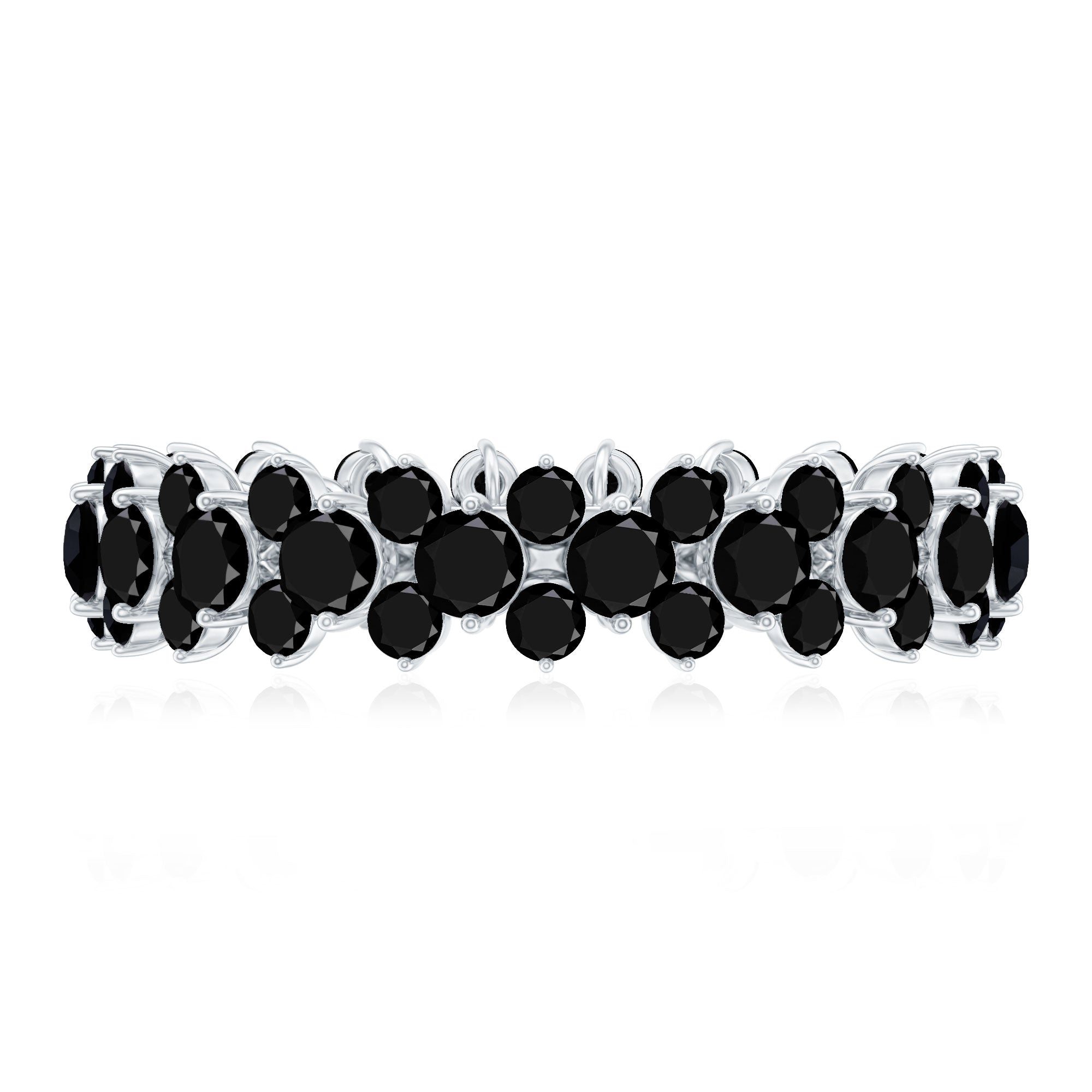 Certified Black Spinel Eternity Band Ring for Women AAA - Rosec Jewels