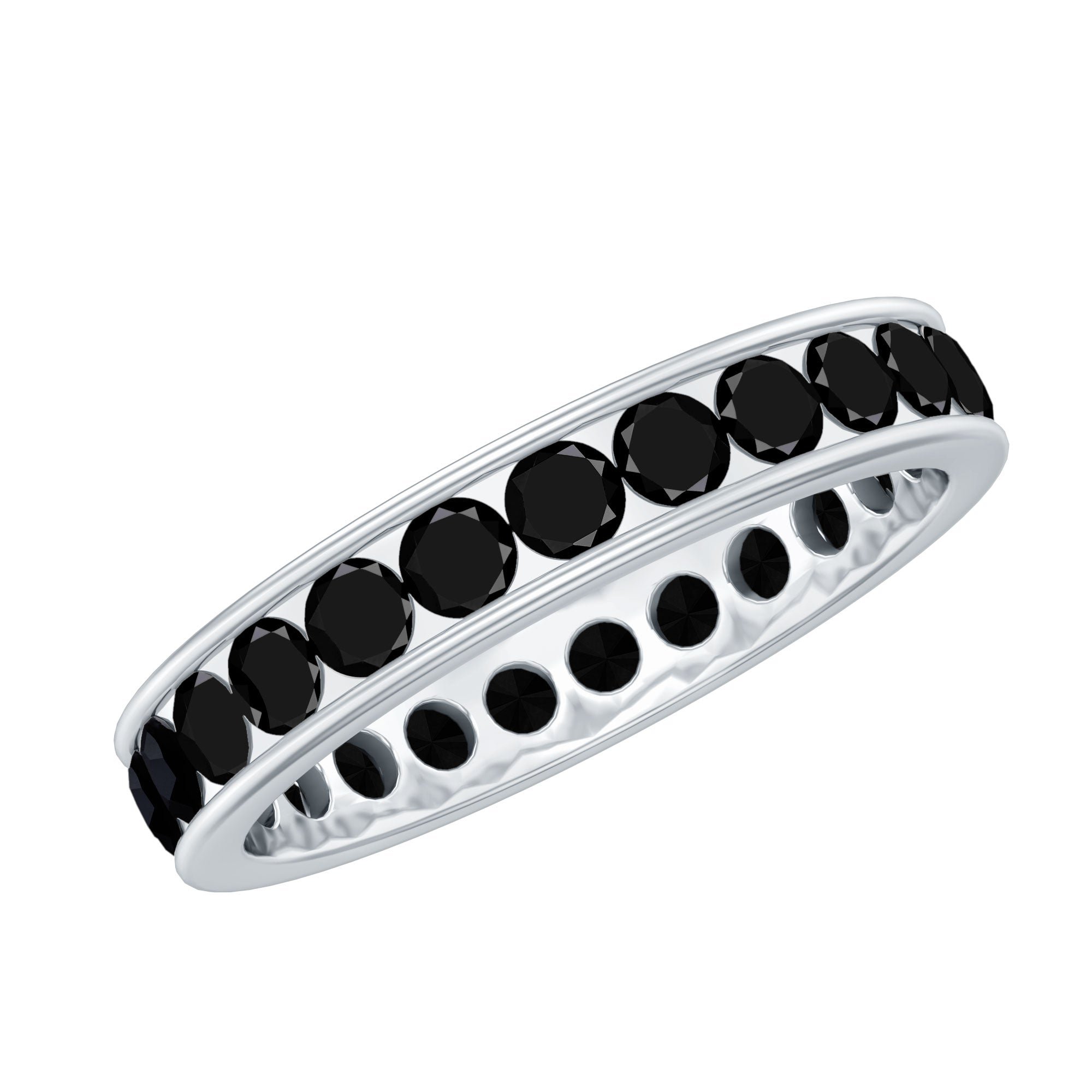 Rosec Jewels-2.75 CT Channel Set Black Spinel Eternity Ring