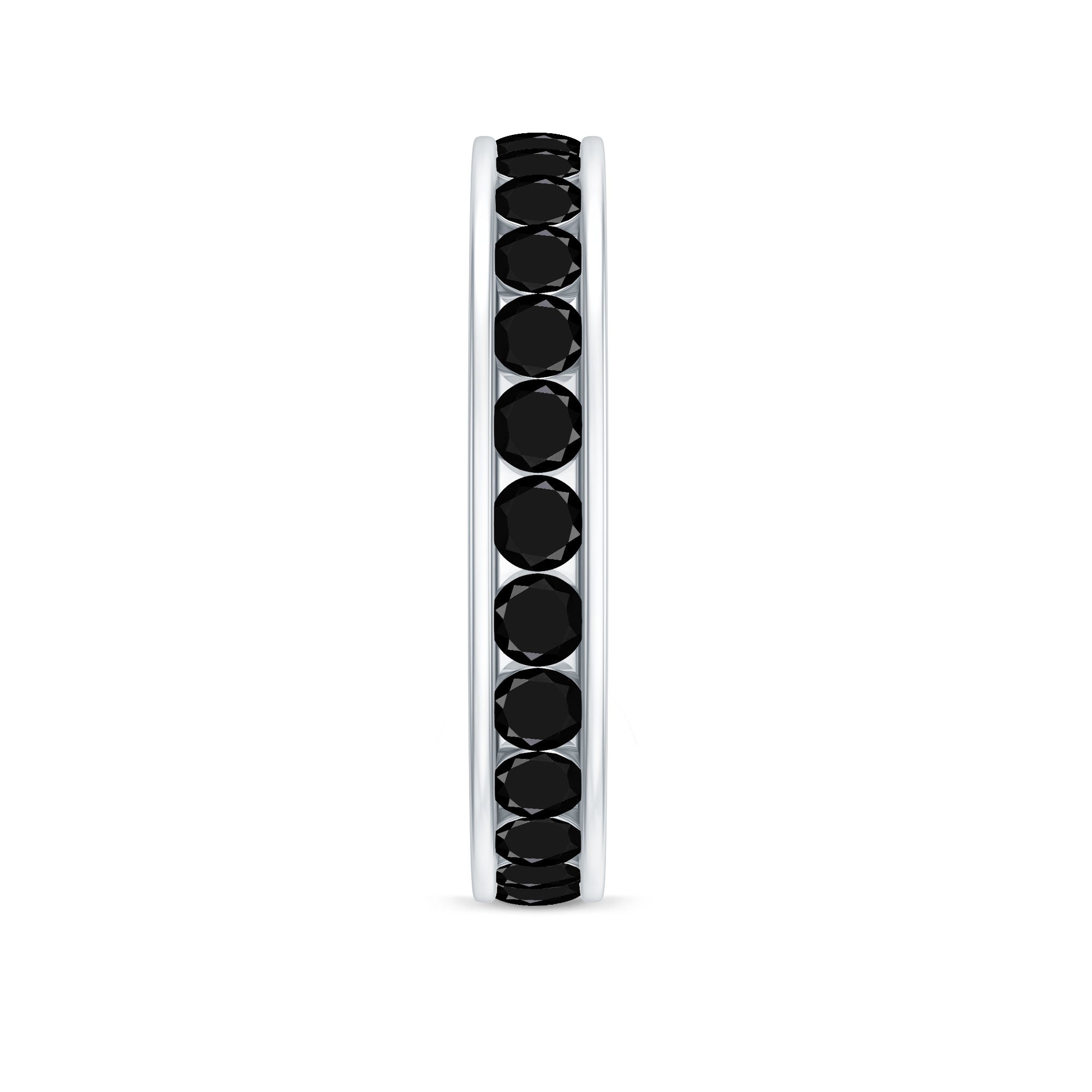 Natural Channel Set Black Spinel Eternity Ring for Anniversary AAA - Rosec Jewels