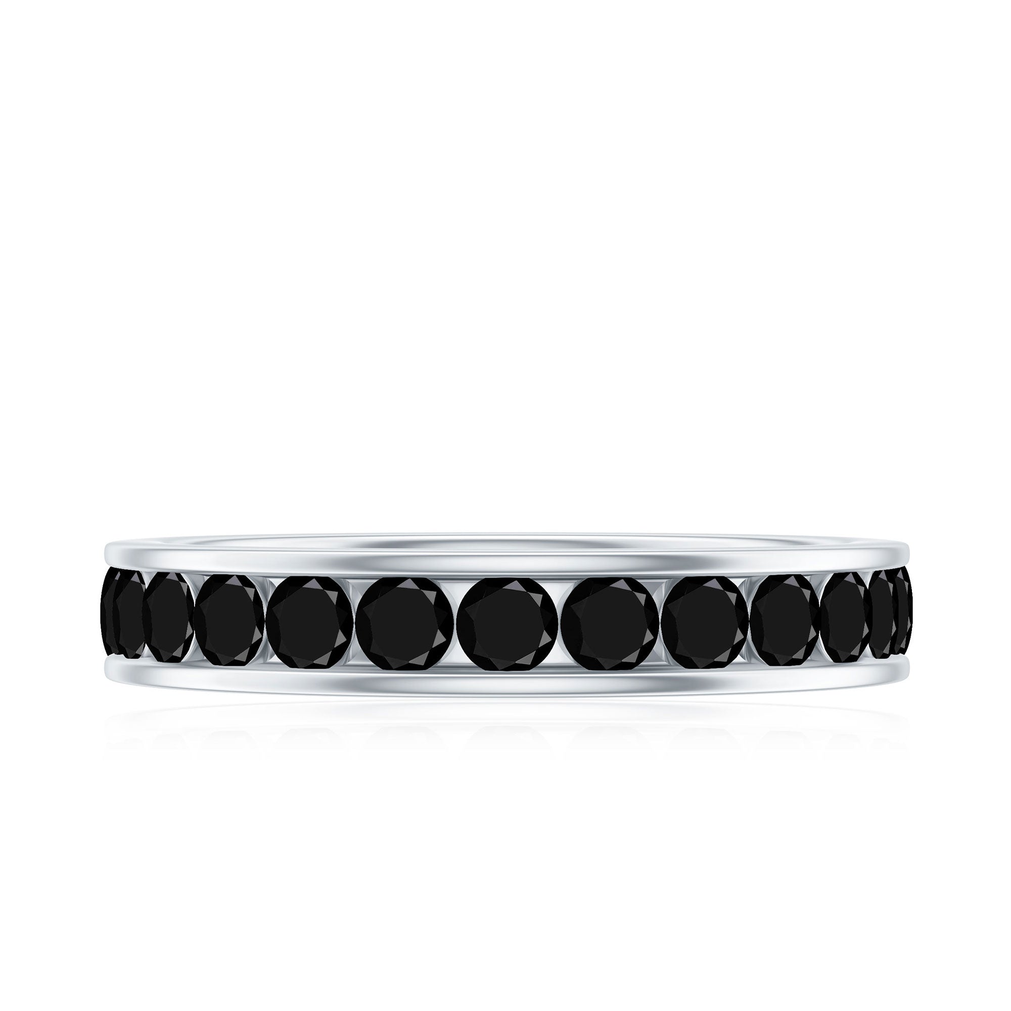Natural Channel Set Black Spinel Eternity Ring for Anniversary AAA - Rosec Jewels