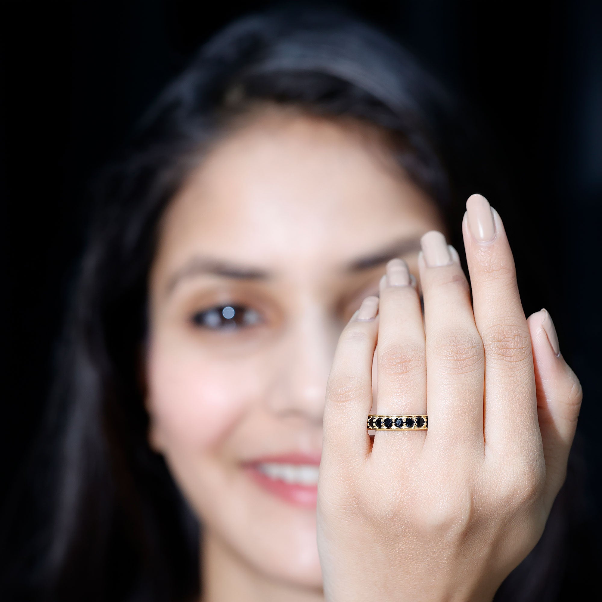 Rosec Jewels-2.25 CT Black Spinel Eternity Band Ring