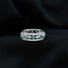 London Blue Topaz Vintage Inspired Eternity Band with Diamond AAA - Rosec Jewels