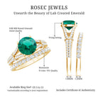 Rosec Jewels-Designer Lab Grown Emerald Engagement Ring with Wedding Band