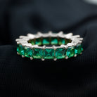 Princess Cut Lab Created Emerald Full Eternity Band AAAA - Rosec Jewels