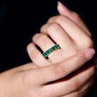 Princess Cut Lab Created Emerald Full Eternity Band AAAA - Rosec Jewels