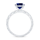 AAAA Quality Lab Created Blue Sapphire Solitaire Ring with Filigree Shank AAAA - Rosec Jewels