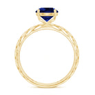 AAAA Quality Lab Created Blue Sapphire Solitaire Ring with Filigree Shank AAAA - Rosec Jewels
