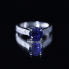 Certified 2.7 Carat Lab Grown Blue Sapphire Solitaire Engagement Ring with Diamond AAAA - Rosec Jewels