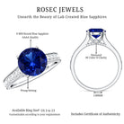 Certified 2.7 Carat Lab Grown Blue Sapphire Solitaire Engagement Ring with Diamond AAAA - Rosec Jewels