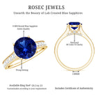 Certified 2.7 Carat Lab Grown Blue Sapphire Solitaire Engagement Ring with Diamond AAAA - Rosec Jewels