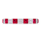Princess Cut Lab Created Ruby And Moissanite Full Eternity Ring AAAA - Rosec Jewels