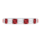 Princess Cut Lab Created Ruby And Moissanite Full Eternity Ring AAAA - Rosec Jewels