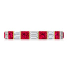 Princess Cut Lab Created Ruby And Moissanite Full Eternity Ring AAAA - Rosec Jewels