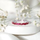 3 Carat Lab Created Ruby Heart Eternity Band Ring AAAA - Rosec Jewels