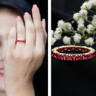 3 Carat Lab Created Ruby Heart Eternity Band Ring AAAA - Rosec Jewels
