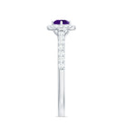 Real Amethyst Promise Ring with Diamond Halo AAA - Rosec Jewels