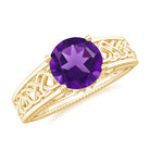 Vintage Looking 1.2 Carat Amethyst Celtic Engagement Ring with Surprise Diamond AAA - Rosec Jewels