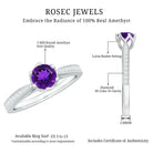 Minimal Amethyst Engagement Ring with Diamond AAA - Rosec Jewels