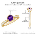Minimal Amethyst Engagement Ring with Diamond AAA - Rosec Jewels