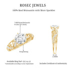 Rosec Jewels-Round Cut Moissanite Vintage Engagement Ring With Diagonal Prongs