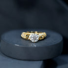 Rosec Jewels-Round Cut Moissanite Vintage Engagement Ring With Diagonal Prongs