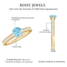 Certified Real Aquamarine Solitaire Ring with Diamond Side Stones AAA - Rosec Jewels