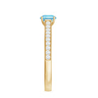 Certified Real Aquamarine Solitaire Ring with Diamond Side Stones AAA - Rosec Jewels