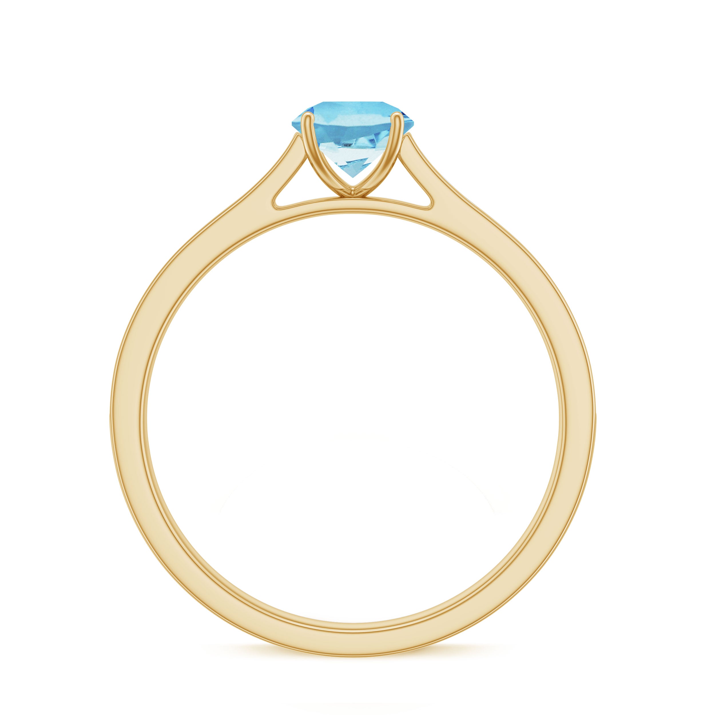 Certified Real Aquamarine Solitaire Ring with Diamond Side Stones AAA - Rosec Jewels