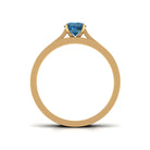 5mm London Blue Topaz Classic Engagement Ring with Diamond Wedding band AAA - Rosec Jewels