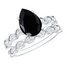 Certified 4.8 Carat Lab Grown Black Diamond Engagement Ring with Wedding Band AAAA ( Synthetic ) - Rosec Jewels