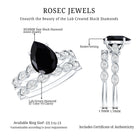Certified 4.8 Carat Lab Grown Black Diamond Engagement Ring with Wedding Band AAAA ( Synthetic ) - Rosec Jewels