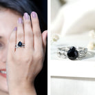 Certified 4.8 Carat Lab Grown Black Diamond Engagement Ring with Wedding Band AAAA ( Synthetic ) - Rosec Jewels