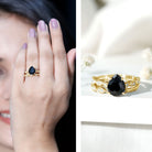 Certified 4.8 Carat Lab Grown Black Diamond Engagement Ring with Wedding Band AAAA ( Synthetic ) - Rosec Jewels
