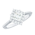 5 mm Princess Cut Moissanite Vintage Inspired Ring D-VS1 - Rosec Jewels