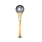 Designer Tahitian Pearl Solitaire Engagement Ring with Diamond AAA - Rosec Jewels