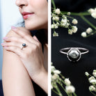 Rosec Jewels-Handpicked Genuine Black Tahitian Pearl Engagement Ring