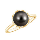 Rosec Jewels-Handpicked Genuine Black Tahitian Pearl Engagement Ring
