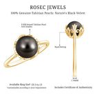 Rosec Jewels-Handpicked Genuine Black Tahitian Pearl Engagement Ring
