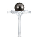 Rosec Jewels-Tahitian Black Pearl Bypass Engagement Ring with Diamond