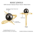 Rosec Jewels-Tahitian Black Pearl Bypass Engagement Ring with Diamond