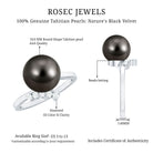 7.75 CT Designer Tahitian Pearl Solitaire Ring with Diamond AAA - Rosec Jewels