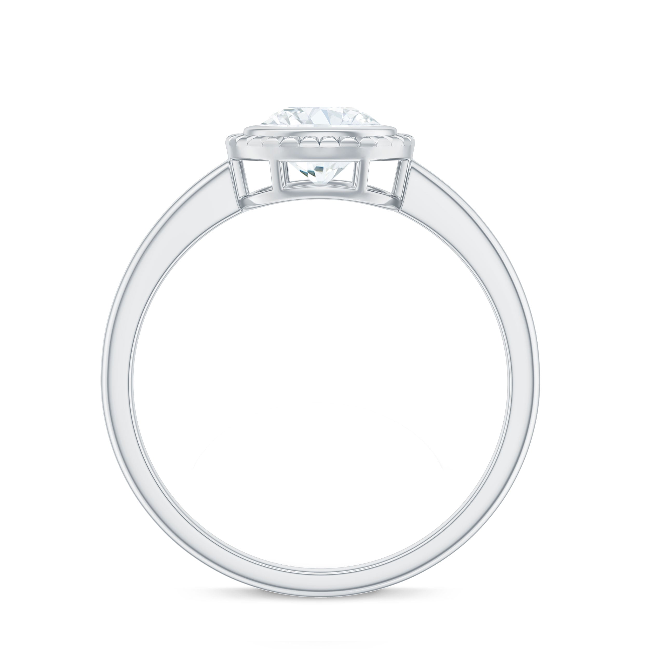 6mm Round Moissanite Solitaire Engagement Ring in Bezel Setting D-VS1 - Rosec Jewels